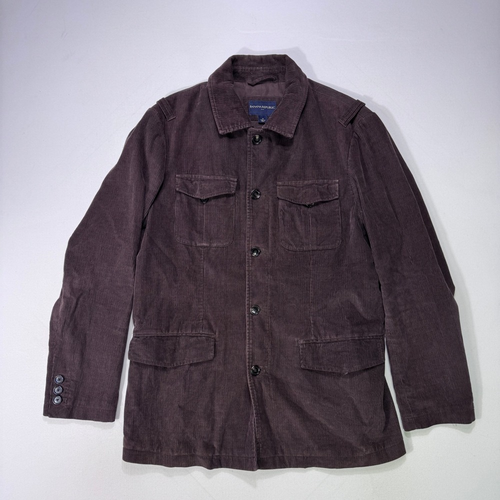 Banana Republic Men Brown Corduroy Field Jacket Medium Chore Coat Safari Utility